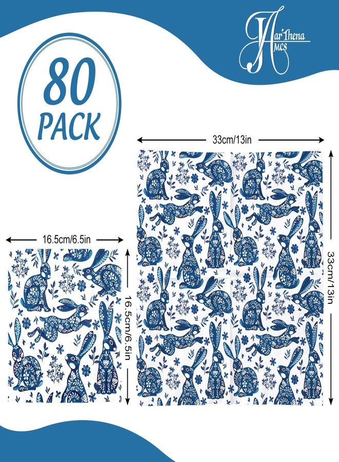 JarThenaAMCS مناديل ورقية لعيد الفصح من جارثينا إيه إم سي إس، عبوة من 80 منديل، مزينة برسومات أرنب صيني، للاستخدام مرة واحدة، لون أزرق، مناسبة للغداء والعشاء، مثالية لتزيين طاولات الحفلات، مقاس 6.5 × 6.5 بوصة - Image 2